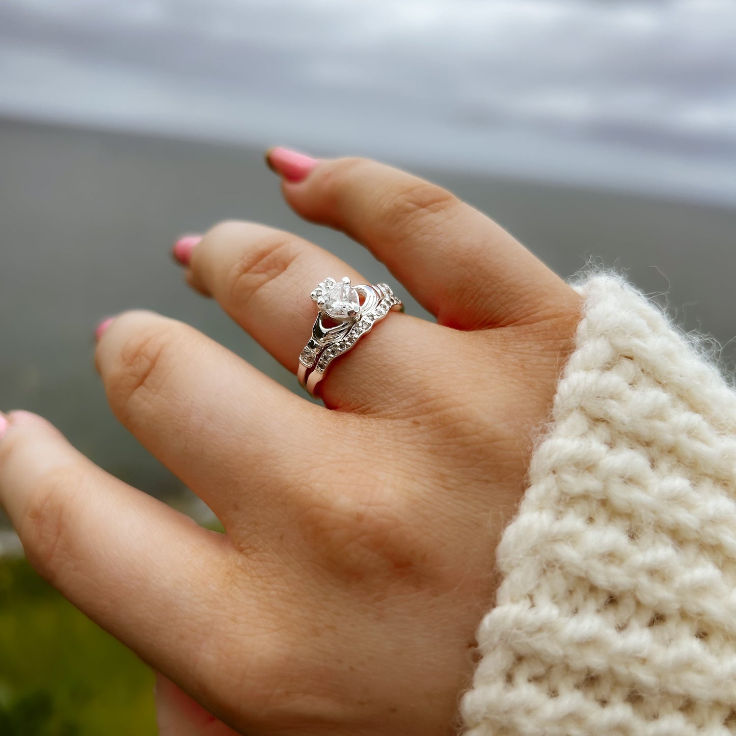 Sterling Silver Claddagh Ring 2 Piece Set