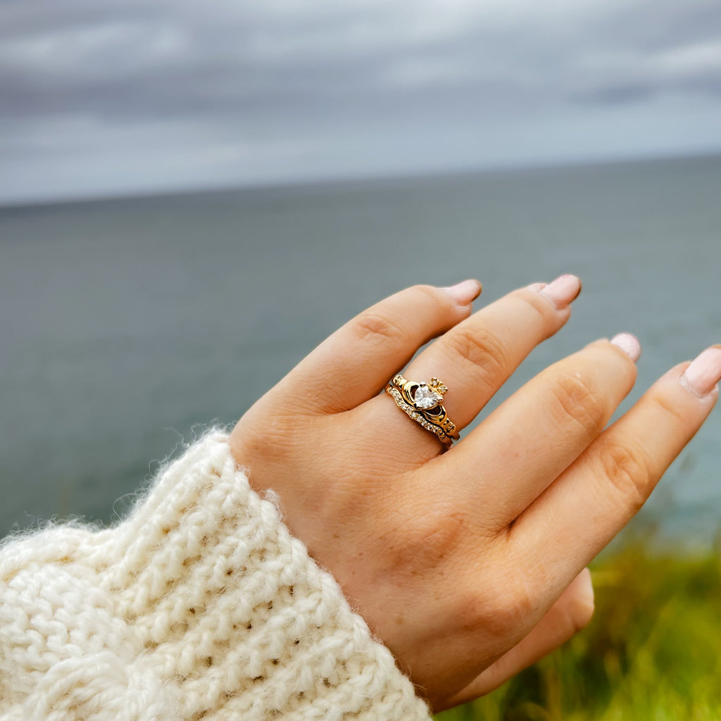 Gold on Silver Claddagh Ring 2 Piece Set