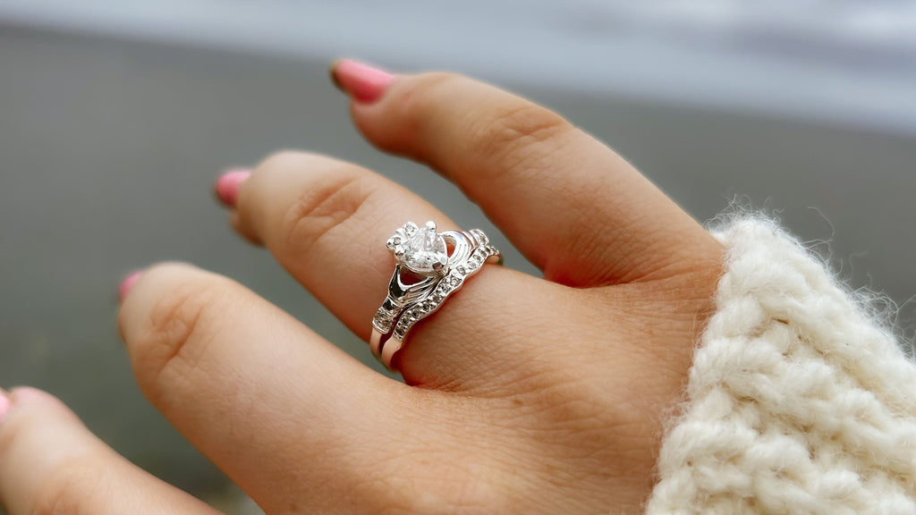 Sterling Silver Claddagh Ring 2 Piece Set