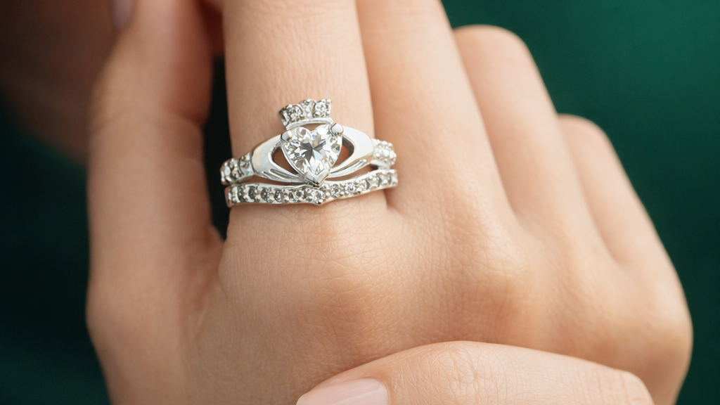 Sterling Silver Claddagh Ring 2 Piece Set