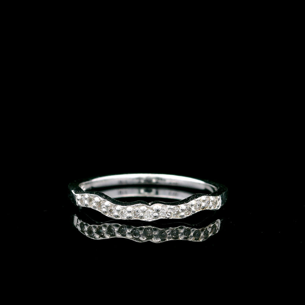 Sterling Silver CZ band ring – part of the 2-piece Claddagh Ring Set by ONA Jewellers, featuring curved design for elegant stacking