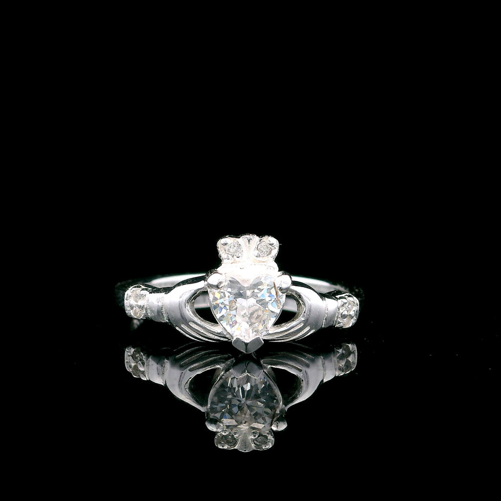 Sterling Silver Claddagh Ring featuring heart, crown and hands – handcrafted Irish heritage piece by ONA Jewellers